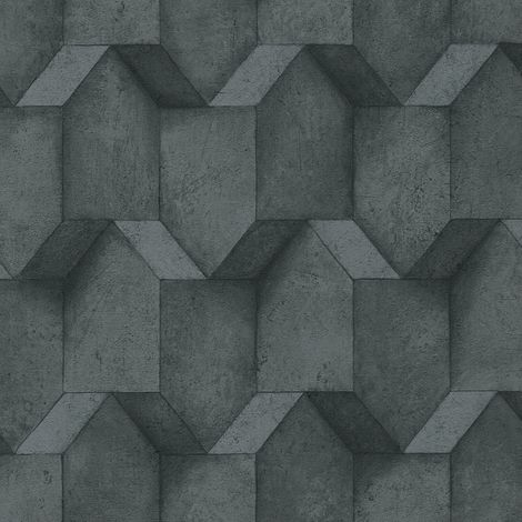 Carta da parati 3D Profhome 388272 Carta da parati TNT goffrata a caldo strutturata con forme geometriche opaca antracite grigio nero 5,33 m2 (1/5)
