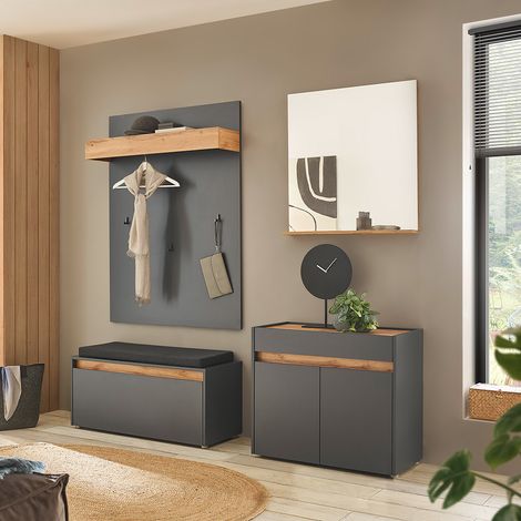 Garderoben Set in anthrazit mit Eiche CRISP-61, 4-teilig modern (1/5)
