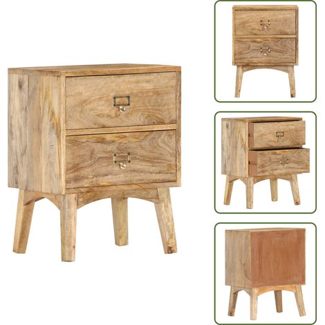Table de chevet 40x35x55 cm Bois de manguier solide - Table De Chevet - Table Nuit - Mobilier Chambre - Bois Massif - Manguier