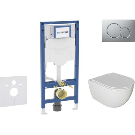 Geberit Duofix - Conjunto de módulo de instalación empotrada, Inodoro Oudee y asiento con cierre suave, botón Sigma01, Cromo lacado mate SANI11CA1123B (1/5)
