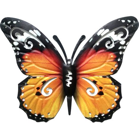 Décoration murale papillon en métal, sculpture en verre pour extérieur, décoration de jardin suspendu, maison et jardin. (1/5)