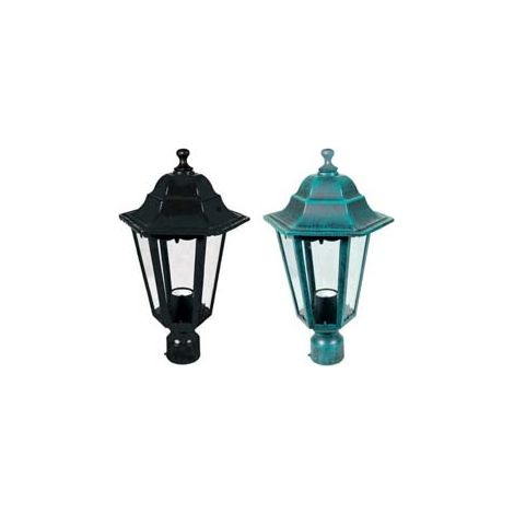 LANTERNA PER PALO MM.60 MODELLO BERLINO  60w IP44 mm.192x192x356h. verde anticato    SYNTESY