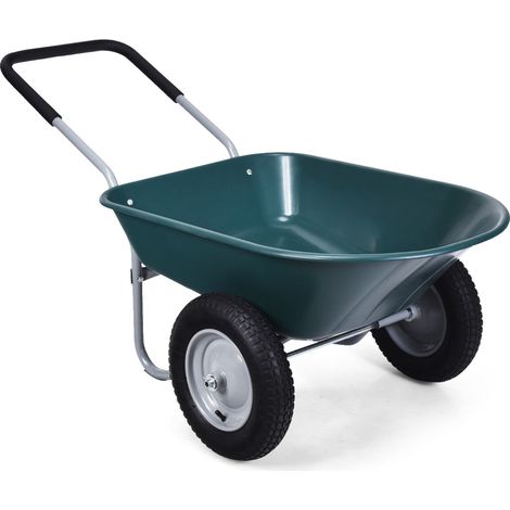 Carretilla de jardín 65 x 145 x 65 cm capacidad de carga 100 kg mango ergonómico estructura de hierro verde 200010785