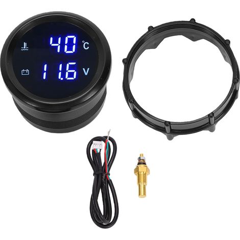 Voltmètre numérique à double température de l'eau, filetage NPT de 1/8 pouces, 52mm, 2 en 1 pour voiture et jauge de température (1/5)