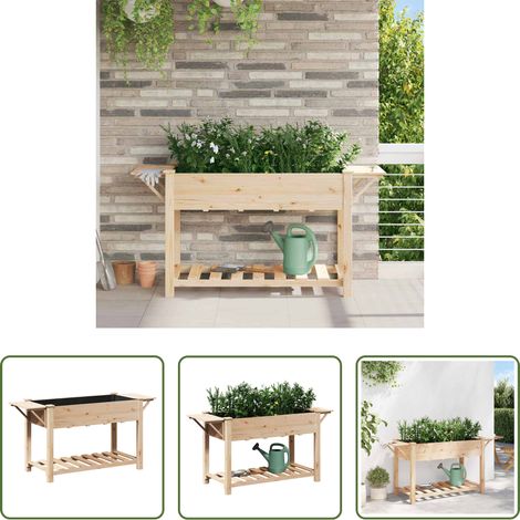 Jardinière bois - Cache-pot de jardin avec étagère Beige 155 x 59 x 76,5 cm (1/5)