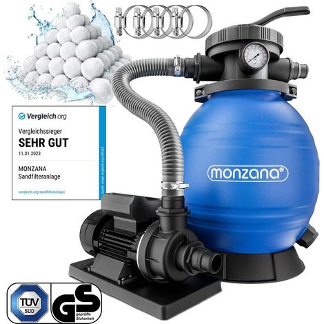 Pompe filtre à sable 10.200 l/h 400W 1000g boules de filtration raccord 2en1 32-38mm métal système filtre à sable vanne 7 voies