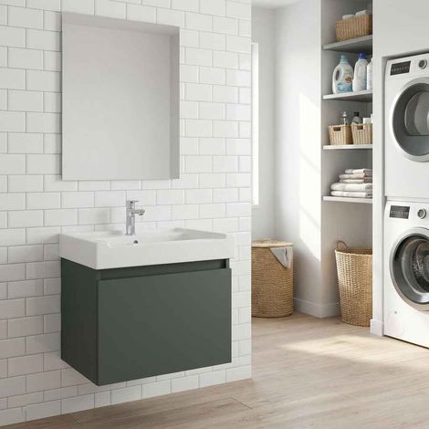 Mobile lavatoio 60×53 cm color verde piano vasca ceramica pirana