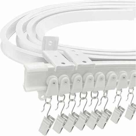 Tringle à rideau flexible 3M – Acier plastique durable – Longueur adaptable – 24 crochets et poulies inclus – Pour baies vitrées et douches (1/5)