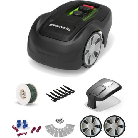 Pack robot tondeuse Optimow 5 GREENWORKS - pour 550m2 - avec garage et accessoires (1/5)