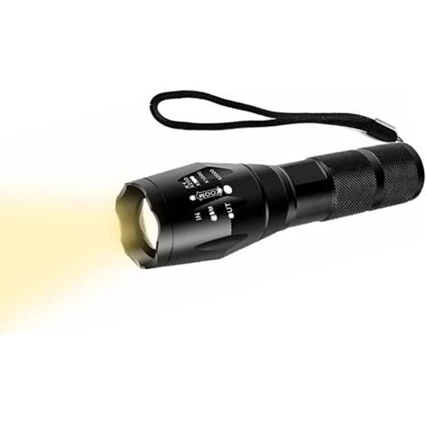 Lampe Torche Jaune, WESLITE Lampe Torche avec Lumière Blanche Chaude 3000k-3500k Forte Pénétration et Zoomable 1 Mode Lampe de Poche Jaune pour Vision Nocturne Randonnée Camping (1/5)