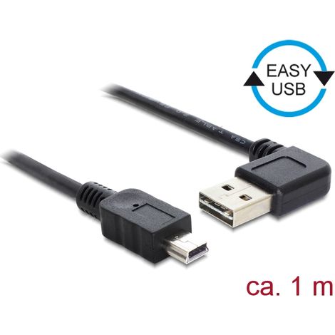 Delock cable easy-usb 2.0-a male angled  usb 2.0 mini male 1 m