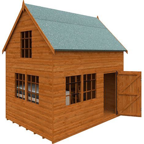 8 x 6 Feet Country Cottage 12mm Shed - Solid Wood/Softwood/Pine - L235 x W175 x H259.1 cm - Burnt Orange