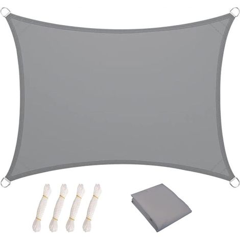Store extérieur rectangulaire en toile 1,8 m x 2 m, protection UV 95 % pour balcon, jardin, cour, parc, pelouse, piscine, avec cordes de fixation (gris) (1/4)