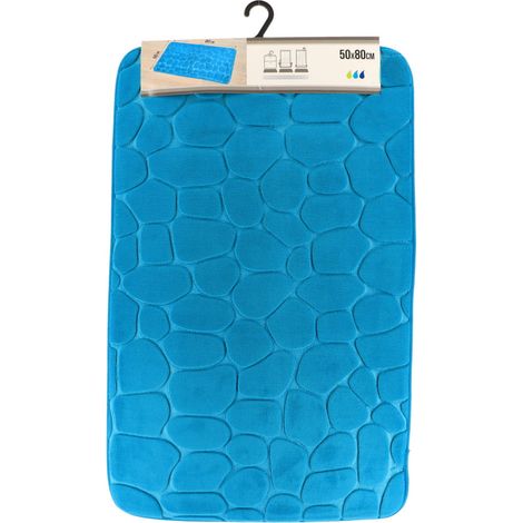 Tapis memoire de forme microfibre galet 50x80cm - bleu canard - Tendance (1/3)