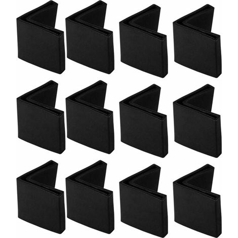 Lot de 12 protections pied de chaise en fer 50x50mm noir, capuchons caoutchouc pour sol en forme L (1/5)