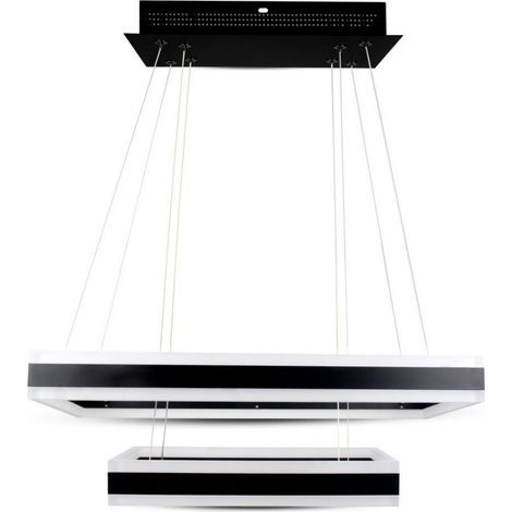 V-TAC 100W LED-Kronleuchter mit 2 Rechtecken in warmweißem Metall, dimmbar