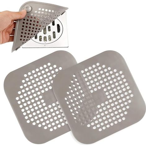 Lot de 2 filtres à cheveux en silicone gris couvercle bonde filtre douche d évier avec ventouse pour chat (1/5)