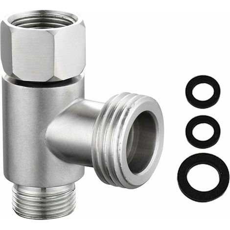 I nverseur 3 voies en laiton chromé de 1,27 , raccord de tuyau en T de 9,5 mm et 1,27  pour tuyau de douche d'angle (1/5)