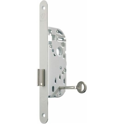 Serrure à larder pêne dormant à gorges axe 40 mm-Têtière bouts ronds coloris blanc -D 24 - ASSA ABLOY FRANCE VACHETTE