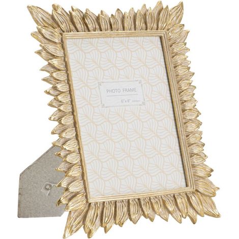 Cornice portafoto Molas in resina oro con raggi a petali 15x20