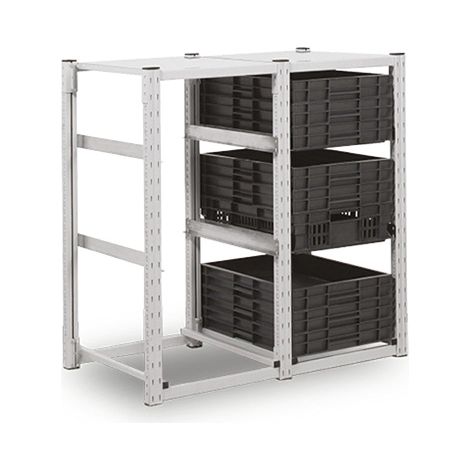 Scaffalatura per contenitori Europa - Elemento successivo - Contenitori 600x400 mm - Utilizzabile solo con un modulo iniziale - RAYBACS/1060/S