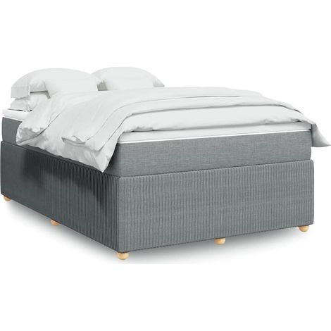 Boxspringbett mit Matratze Hellgrau 160x200 cm Stoff