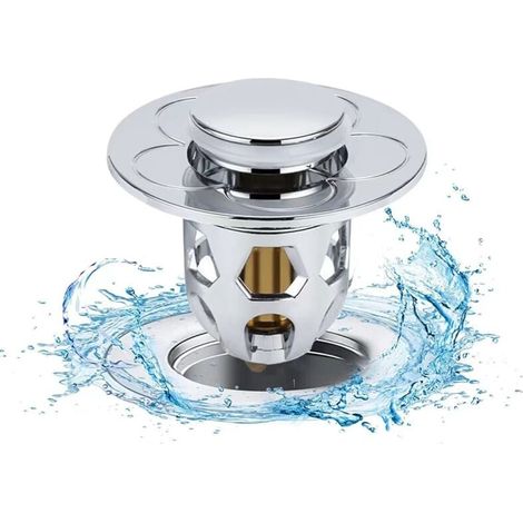 2 Pièces Bonde de Lavabo Universel Pop Up,Bonde de Lavabo Pop-Up avec Filtre Anti-Clogging,Flitre de Vidange Anti-Bloqué,Bouchon Baignoire pour Lavabo Cuisine,Flitre Cheveux-Orifice (1/4)