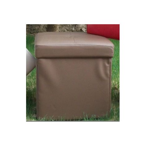 Pouff Pouf Contenitore in Pelle Sintetica Colore MARRONE 40X38X38 Trapuntato - ITALFROM