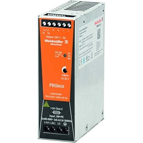 Fuente de alimentación conmutada Weidmuller PRO ECO 120W 24VDC 5A 1469530000