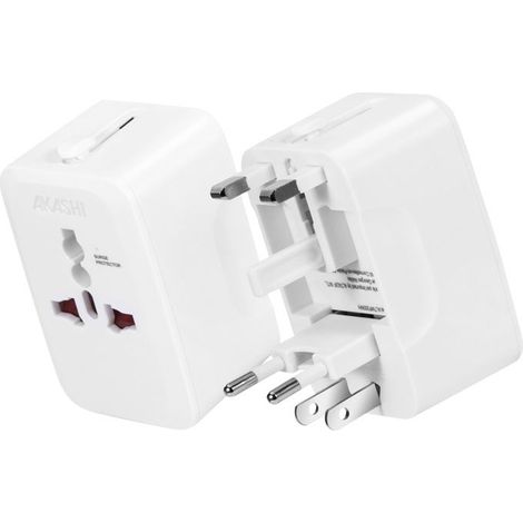 Adaptateur de Voyage - AKASHI - Universel - Compatible 150 Pays - Léger et Compact - Prise Femelle