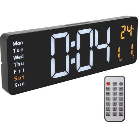 Große digitale LED-Wanduhr mit Fernbedienung, 10 einstellbaren Helligkeitsstufen, Datums- und Temperaturanzeige (1/5)