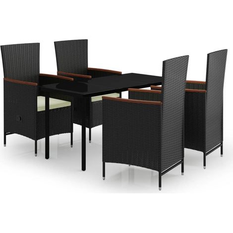 Set da pranzo da giardino mobili da esterno con cuscini 5 pezzi nero 020014152