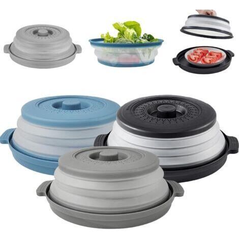 3 Pièces Couvercle Micro Ondes Pliable avec Plateau, Cloche Micro Ondes Rétractable, Cloche Micro Onde Couvercle, pour Micro Onde Fruits Légumes, sans Bpa (1/5)