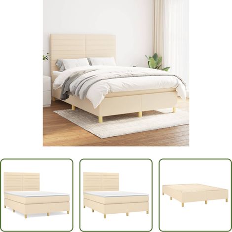 Matelas à ressorts ensachés - Sommier à lattes de lit avec matelas Crème 140x200 cm Tissu (1/5)