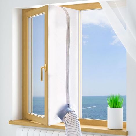400CM Tissu De Calfeutrage pour Fenêtres pour Climatiseur Mobile et Sèche-Linge,Kit Fenêtre Climatiseur Mobile,Joint de Fenêtre,Fonctionne avec Toutes Les Unités de Climatisation Mobiles (1/4)