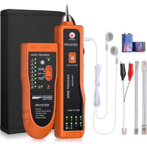 Testeur De Câble Réseau RJ45 RJ11 - Kit Traceur Électrique Ethernet LAN Avec Toner Et Continuité Pour Techniciens (1/5)