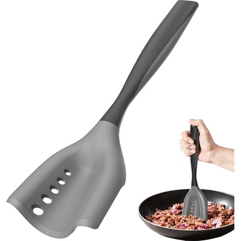 Spatule Hachoir - Nylon Renforcé Revêtu Silicone - Pour Viande Hachée Oeufs Avocat Tomate - Fentes de Drainage - Poignée Ergonomique - 1 Pièce (1/5)