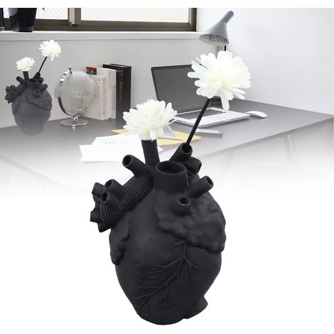 Vase Anatomical Créatif Sculpture Résine avec Trou pour Fleurs Déco Maison (11x7.5x15cm, Noir) (1/5)