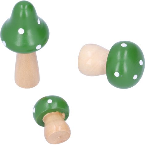 Set mit 3 Holzpilzen, niedliche Dekorationen für Büro und Zuhause, grün (1/5)