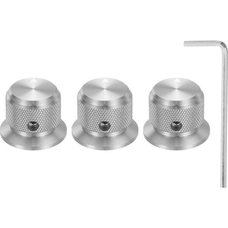 Boutons de potentiomètre en aluminium 1/4 pouce (6 mm) pour guitare, boutons de contrôle de volume et de tonalité universels, indicateur fléché, contrôle de volume argenté