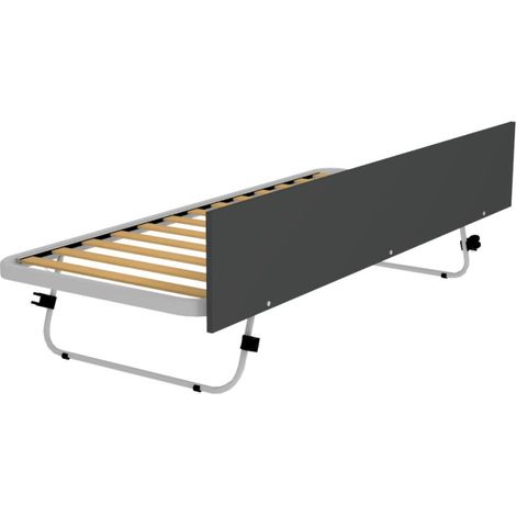 Rete estraibile 80x190 con gambe a scatto e frontale di finitura - Basalto