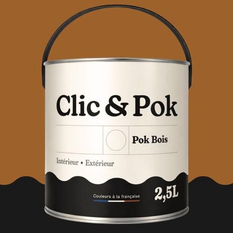 Peinture Bois Extérieur – POK BOIS - 2,5L - RAL 8001 - Brun terre de Sienne- Résistante aux intempéries - Ne s'écaille pas