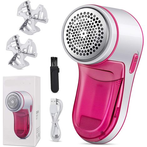 Anti Bouloche Vetement USB Rechargeable Portable Pull Tondeuse à Textile Lames Rechange pour Chandails Vêtements Rideaux Tapis 2 Tissu Laine (1/5)