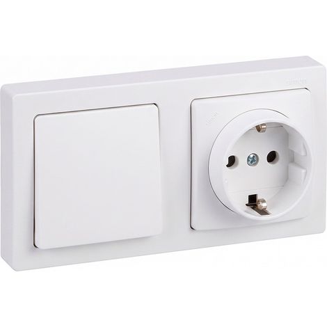 Base superficie, schuko 2p+t + conmutador 16a 250v, ip20, serie simon73 loft, blanco, retractilada