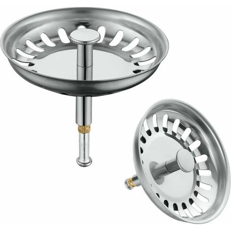 Filtre Évier Cuisine Ø 79 mm, Bouchon Evier Cuisine Inox, 2 Filtre à Évier de Cuisine, Filtre Bouchon Crépine d'Évier Avec Hauteur Réglable (1/5)