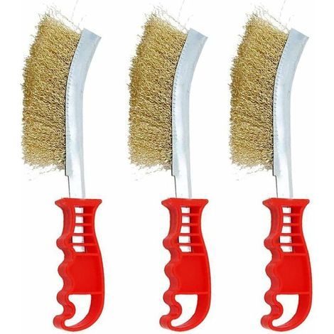 9-Piece Metal Brush Set, Manual Metal Brushes, Rust Remover Brush, Hard Metal Brush, Brass Wire Brush Set for Welding and Rust Cleaning (1/3)