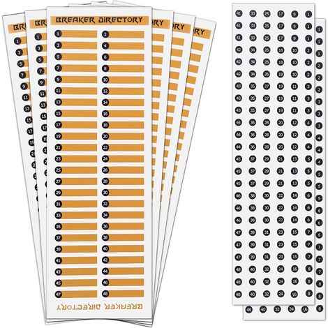6 Pièces Étiquettes de Panneau Électrique + 2 Pièces Rond Numéro Stickers, Autocollant Étiquettes Disjoncteur Autocollants de Boîte à Fusibles pour Panneau de Porte Boîte Électrique (Jusqu'à 48) (1/5)