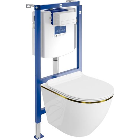 VILLEROY&BOCH WC Set mit Vorwandelement, Wand-WC und Spülknopf (1/5)