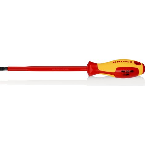 KNIPEX 98 20 80 Destornilladores para tornillos planos mango aislante en dos componentes, según norma VDE Barnizados 295 mm
