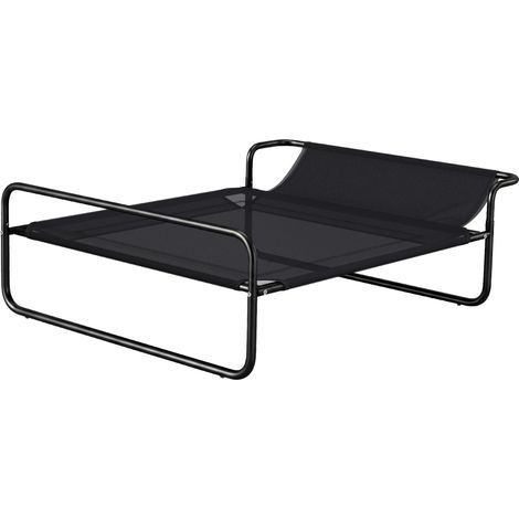 GagaLit surélevé pour chiens animaux de compagnie avec appui-tête tissu micro-perforé 91 x 69 x 29 cm noir (1/5)